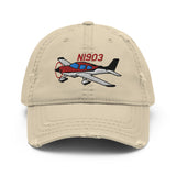 Airplane Embroidered Distressed Cap (AIR39ISR22-RB1) - Personalized with Your N#
