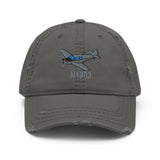 Airplane Embroidered Distressed Cap (AIRJN9GC1B-BLK1) - Personalized with Your N#