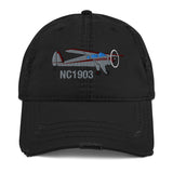 Airplane Embroidered Distressed Cap (AIRCLJ8A-SR1) - Personalized with Your N#