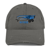 Airplane Embroidered Distressed Cap AIR214KI1-SB1- Personalized with Your N#