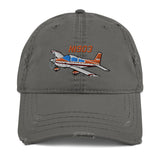 Airplane Embroidered Distressed Cap (AIR7ILK97AA1-OR1) - Personalized with Your N#