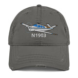 Airplane Embroidered Distressed Cap AIR2552FES35-BT1 - Personalized w/ Your N#