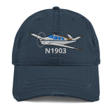 Airplane Embroidered Distressed Cap AIR2552FES35-BT1 - Personalized w/ Your N#