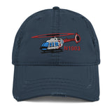 Airplane Embroidered Distressed Cap HELI25C206-RB2 - Personalized w/ Your N#