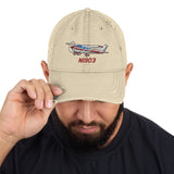 Airplane Embroidered Distressed Cap AIR35JJ182-BURG1 - Personalized w/ Your N#