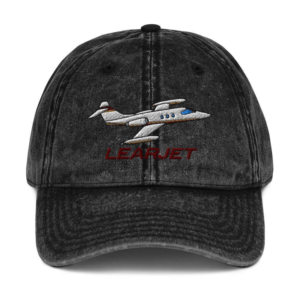 Learjet Airplane Embroidered Vintage Cap (AIRC5124-RG1) - Add your N#