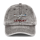 Learjet Airplane Embroidered Vintage Cap (AIRC5124-RG1) - Add your N#