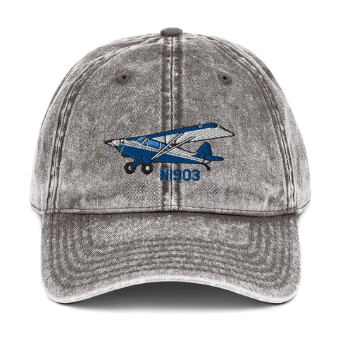 Airplane Embroidered Vintage Hat (AIR1M98LJ-B2) - Add your N#