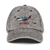 Airplane Embroidered Vintage Cap (AIR25521I-BGR1_EMB) - Personalized with your N#