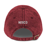 Airplane Embroidered Vintage Cap (AIR2554L3-BR2_EMB) - Personalized with Your N#