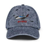 Airplane Embroidered Vintage Cap (AIR25521I-BGR1_EMB) - Personalized with your N#