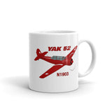 Yakovlev Yak 52 (Red) Airplane Custom Mug - Add your N#